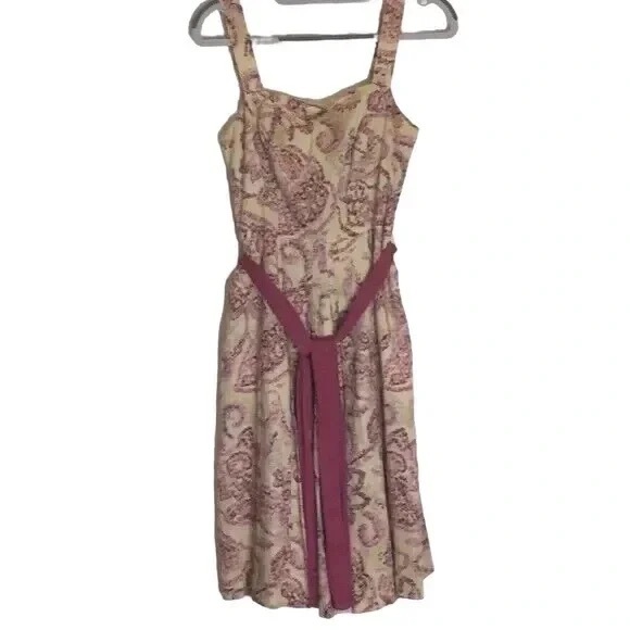 ❄️ Ann Taylor | LOFT Purple/Cream Cotton Sundress Size 0 - Picture 6 of 11